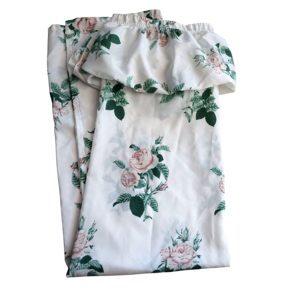 Vintage Swiss Polka Dot Floral Fabric Shower Curtain Blouson Valance by JCP